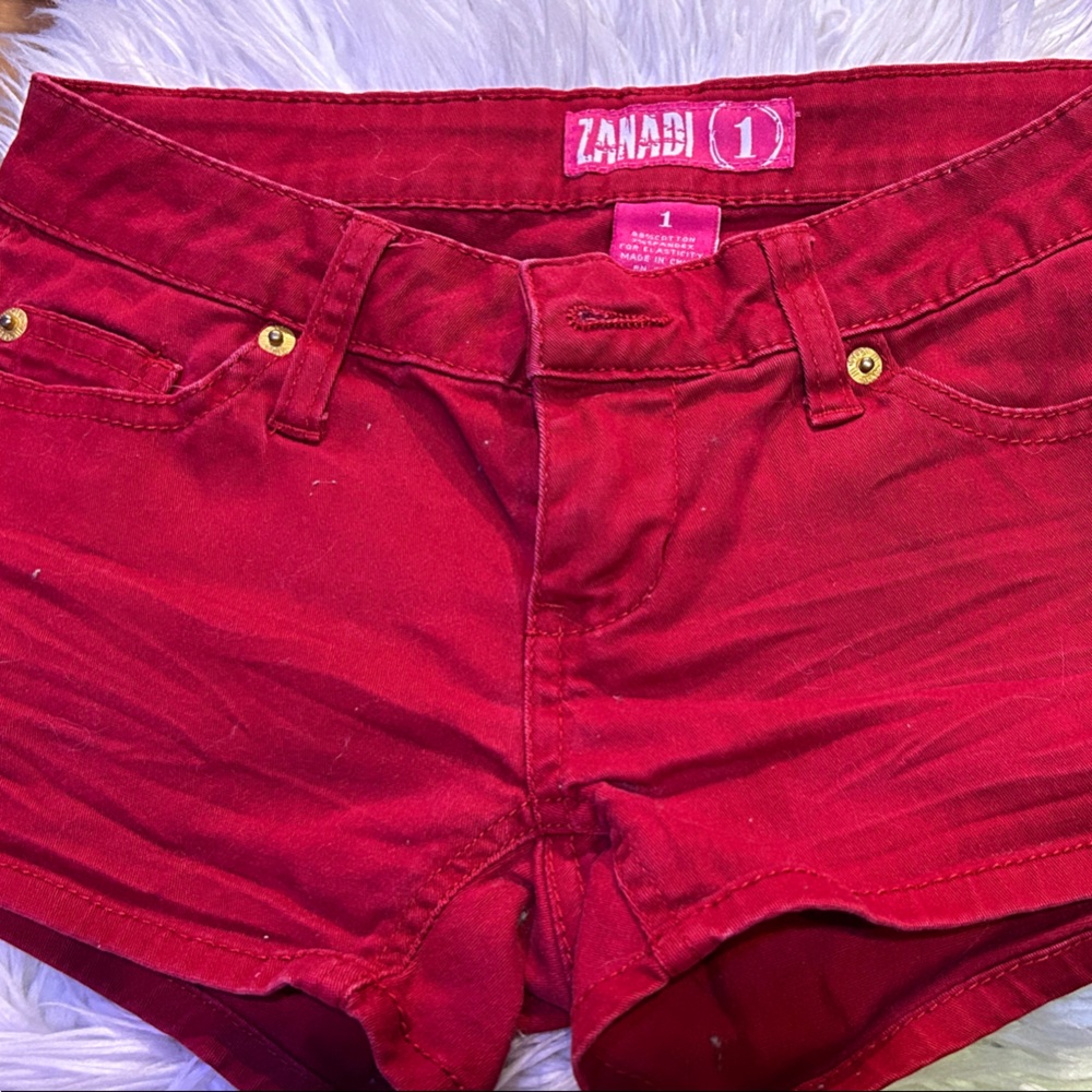 Vibrant Red Chino Shorts with Gold Accents